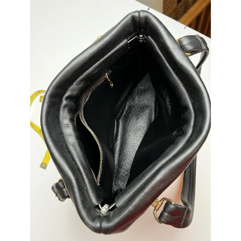 DEER WEAR BRAND Vintage Genuine Deerskin Soft Black Leather Shoulder Purse Bag